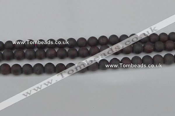 CGA672 15.5 inches 8mm round matte red garnet beads wholesale