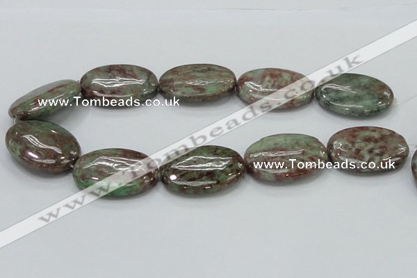 CGA68 15.5 inches 30*40mm oval red green garnet gemstone beads