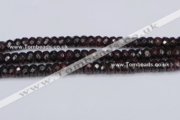 CGA680 15.5 inches 6*11mm faceted rondelle red garnet beads