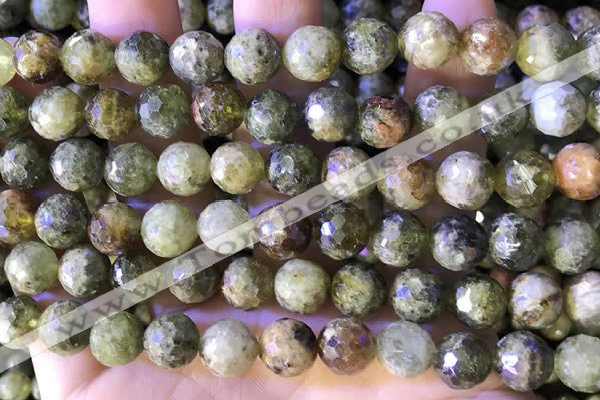 CGA707 15.5 inches 10mm faceted round green garnet beads