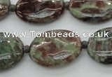 CGA72 15.5 inches 18*25mm oval red green garnet gemstone beads