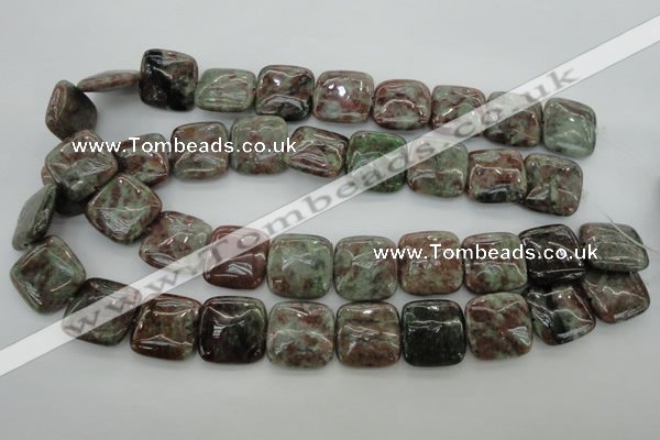 CGA81 15.5 inches 20*20mm square red green garnet gemstone beads