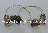 CGB1028 15*20mm - 20*25mm freeform druzy amethyst bangles