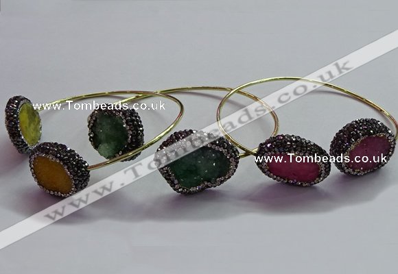 CGB1507 18*25mm - 20*28mm freeform druzy agate bangles wholesale