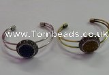 CGB1517 25mm coin plated druzy agate bangles wholesale