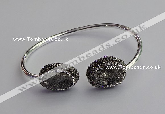 CGB2021 16*20mm freeform plated druzy agate bangles wholesale