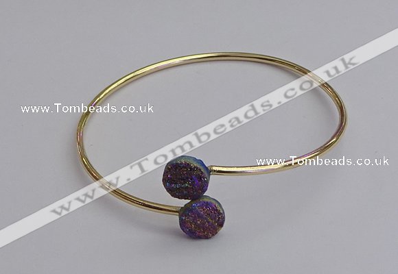 CGB2043 10mm coin plated druzy agate gemstone bangles wholesale