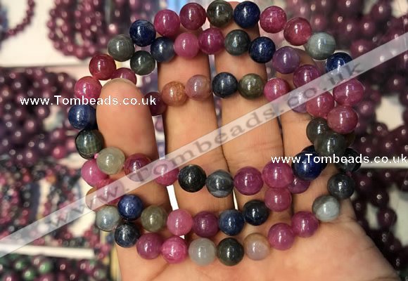 CGB2516 7.5 inches 7.5mm - 7.8mm round ruby sapphire beaded bracelets