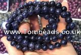 CGB2535 7.5 inches 9mm round sapphire gemstone beaded bracelets