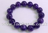 CGB2565 7.5 inches 14mm round charoite gemstone beaded bracelets