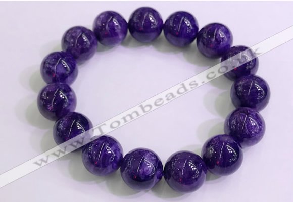 CGB2565 7.5 inches 14mm round charoite gemstone beaded bracelets