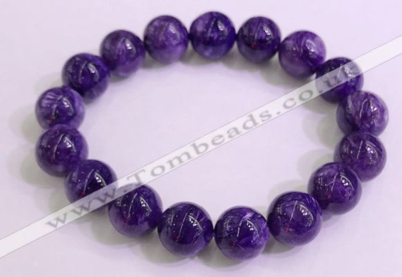 CGB2573 7.5 inches 12mm round charoite gemstone beaded bracelets