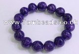 CGB2575 7.5 inches 14mm round charoite gemstone beaded bracelets