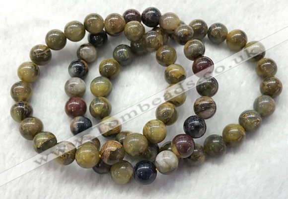 CGB2600 7.5 inches 9mm round natural pietersit beaded bracelets