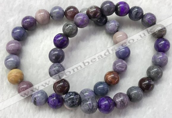 CGB2606 7.5 inches 9mm round natural sugilite beaded bracelets