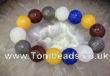 CGB3003 7.5 inches 16mm carved round mixed agate bracelet wholesale