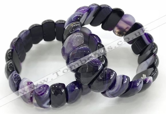 CGB3141 7.5 inches 11*23mm faceted oval agate bracelets