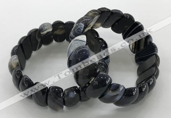 CGB3152 7.5 inches 11*23mm faceted oval agate bracelets