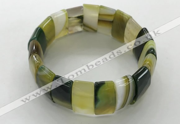 CGB3155 7.5 inches 11*23mm faceted rectangle agate bracelets