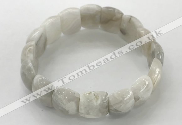 CGB3227 7.5 inches 12*20mm oval grey agate gemstone bracelets