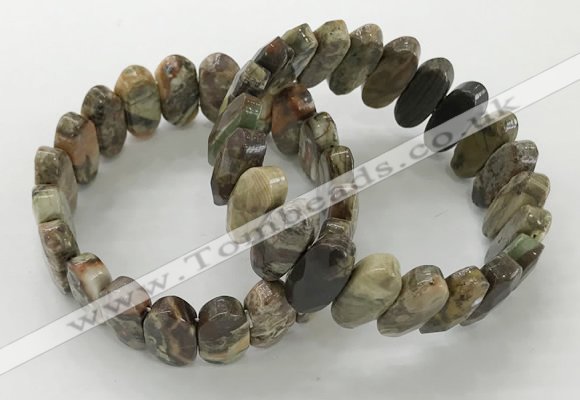 CGB3316 7.5 inches 10*20mm faceted oval rainforest agate bracelets