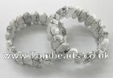 CGB3325 7.5 inches 10*20mm faceted oval white howlite bracelets