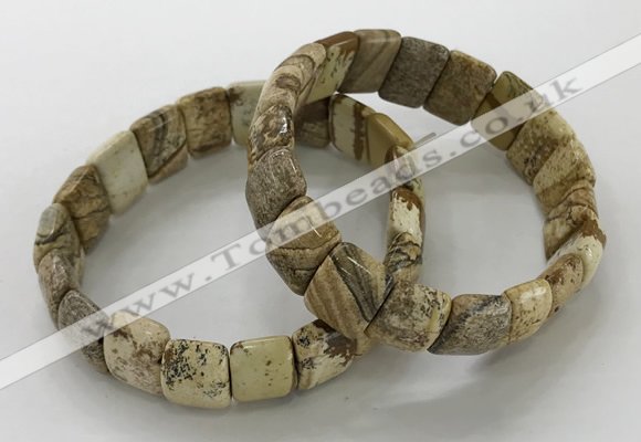 CGB3337 7.5 inches 10*15mm rectangle picture jasper bracelets