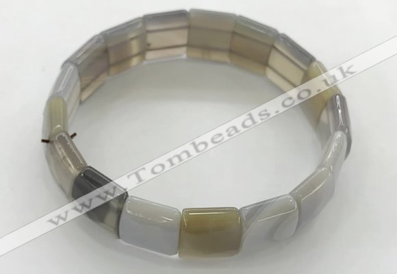 CGB3426 7.5 inches 12*15mm faceted rectangle agate bracelets