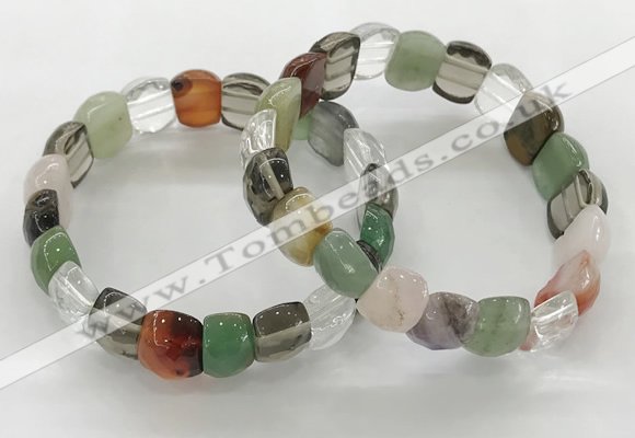 CGB3467 7.5 inches 10*14mm faceted oval mixed gemstone bracelets