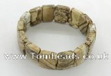 CGB3482 7.5 inches 15*20mm faceted rectangle picture jasper bracelets