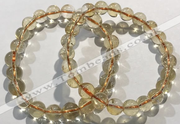 CGB4029 7.5 inches 8mm round citrine beaded bracelets wholesale