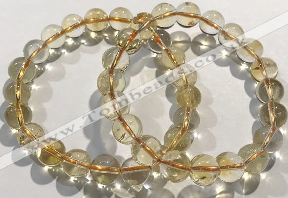 CGB4030 7.5 inches 9mm round citrine beaded bracelets wholesale