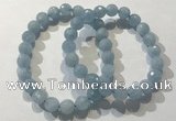 CGB4037 7.5 inches 8mm faceted round aquamarine beaded bracelets