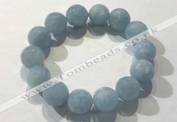 CGB4039 7.5 inches 13mm faceted round aquamarine beaded bracelets