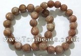 CGB4067 7.5 inches 12mm round sunstone beaded bracelets