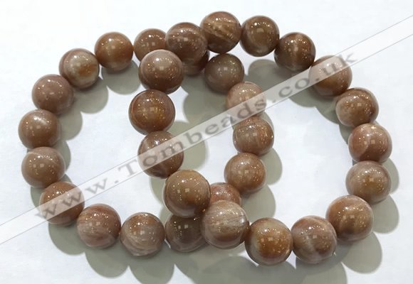 CGB4068 7.5 inches 13mm round sunstone beaded bracelets