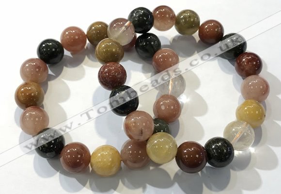 CGB4074 7.5 inches 13mm round mixed rutilated quartz beaded bracelets