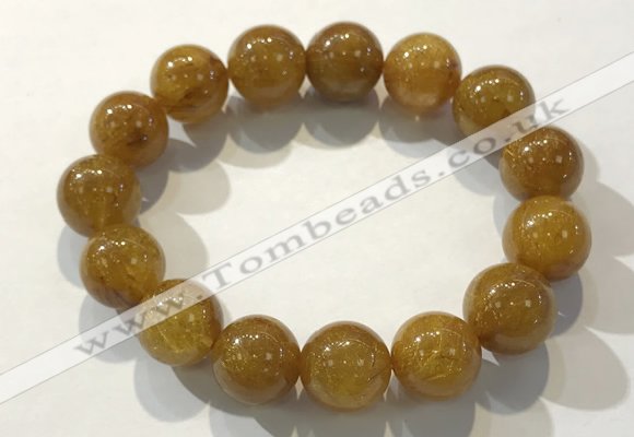 CGB4088 7.5 inches 15mm round golden rutilated quartz beaded bracelets