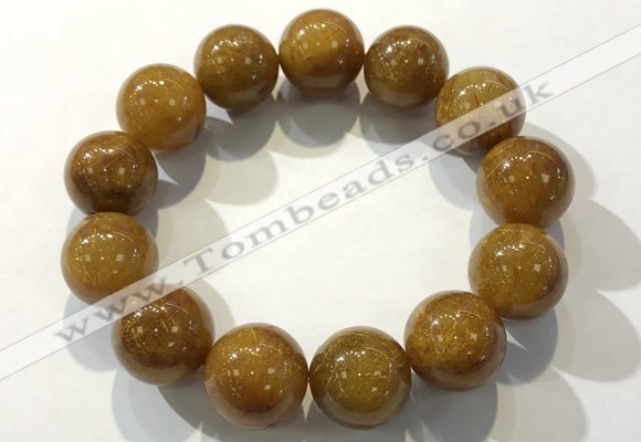 CGB4090 7.5 inches 18mm round golden rutilated quartz beaded bracelets