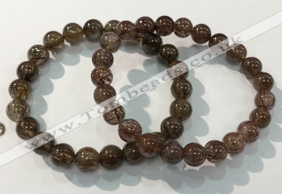 CGB4094 7.5 inches 9mm round rutilated quartz beaded bracelets