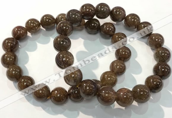 CGB4096 7.5 inches 11mm round rutilated quartz beaded bracelets