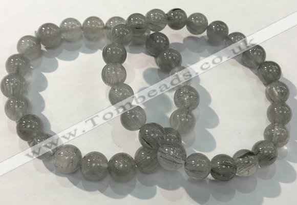 CGB4103 7.5 inches 9mm round rutilated quartz beaded bracelets