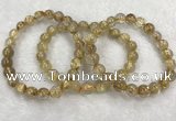 CGB4115 7.5 inches 8mm - 9mm round golden rutilated quartz beaded bracelets