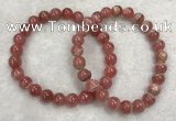 CGB4118 7.5 inches 7.5mm - 8mm round rhodochrosite beaded bracelets