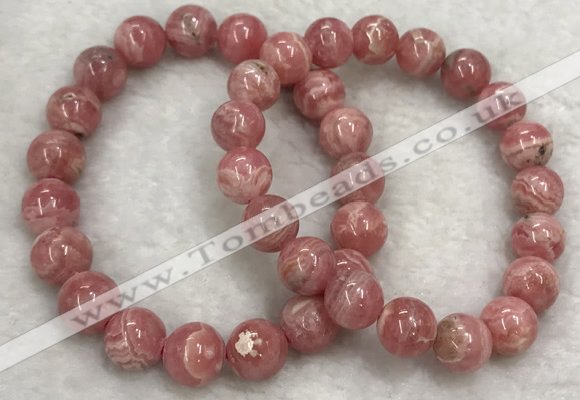 CGB4119 7.5 inches 9.5mm - 10mm round rhodochrosite beaded bracelets