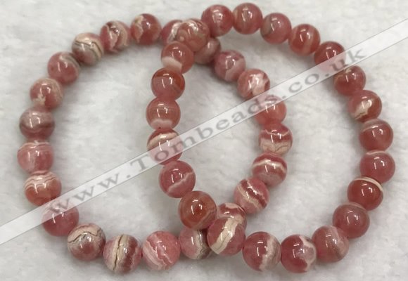 CGB4129 7.5 inches 8.5mm - 9mm round rhodochrosite beaded bracelets