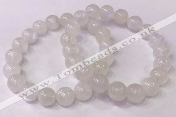 CGB4507 7.5 inches 10mm - 11mm round white moonstone beaded bracelets