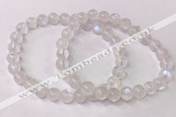 CGB4509 7.5 inches 7mm round white moonstone beaded bracelets