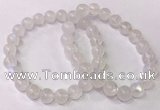 CGB4510 7.5 inches 8mm - 9mm round white moonstone beaded bracelets