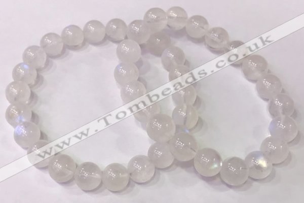 CGB4510 7.5 inches 8mm - 9mm round white moonstone beaded bracelets